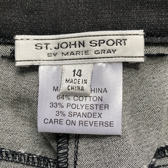 SOLD St John Sport Mary Gray Black denim stretch straight high rise pants casual - Picture 15 of 16
